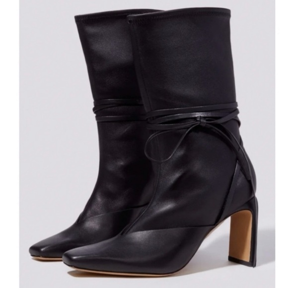 Jonathan Simkhai Tanner Leather Sock Pull On Ankle Tie Booties Boots ll size 38 - Picture 5 of 16